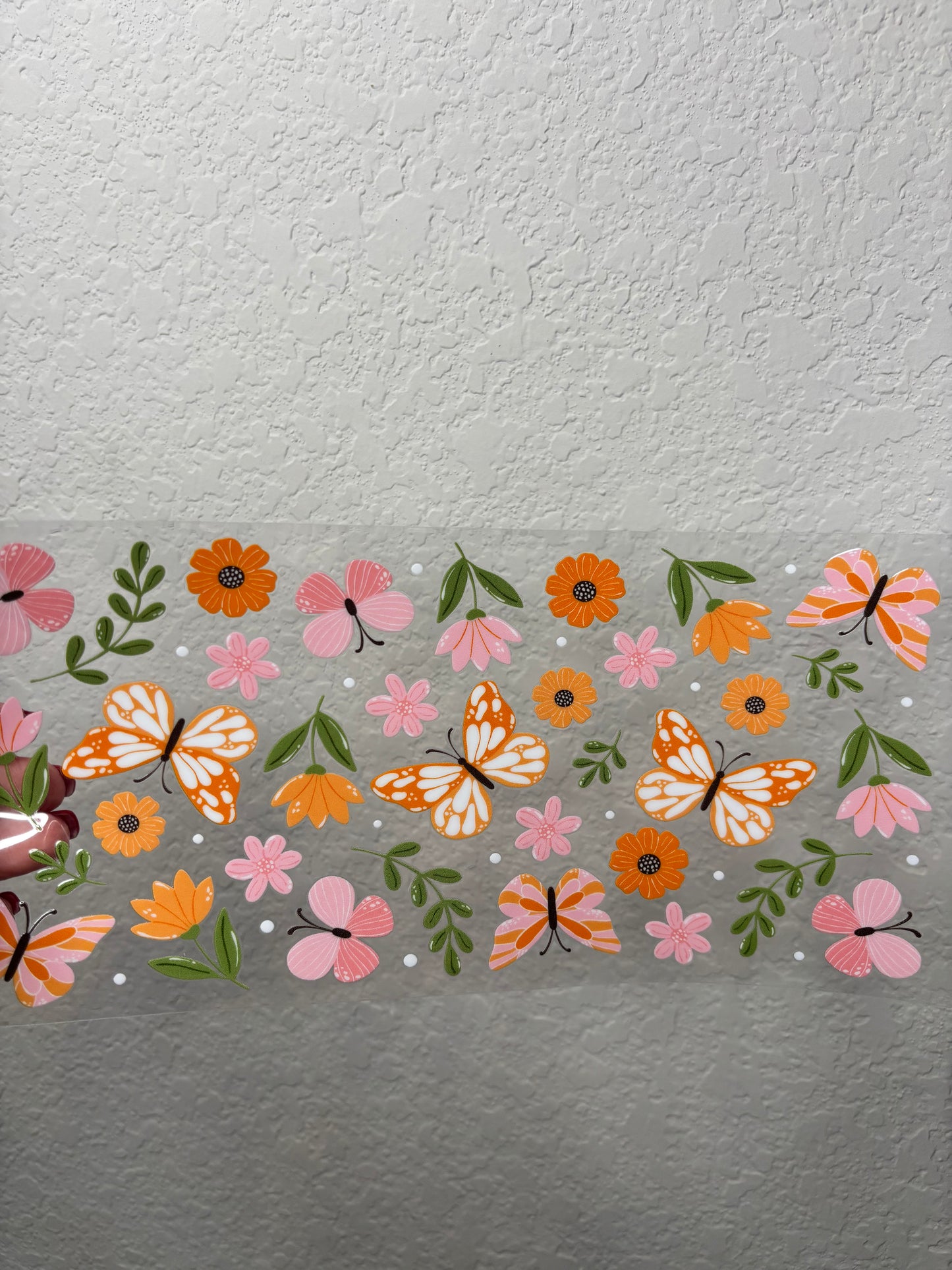 Orange Butterfly UV DTF Cup Wrap