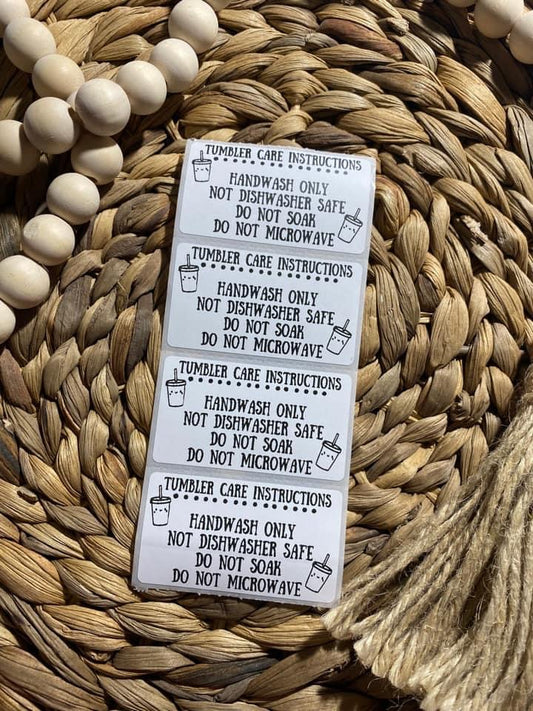 Tumbler Care Instructions Thermal Stickers