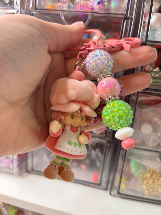 Strawberry Girl and her Bike Keychain