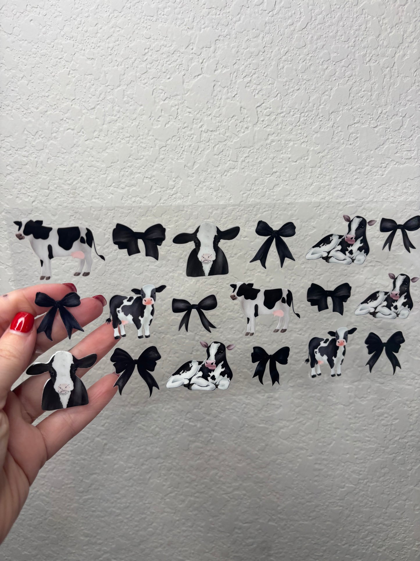 Black Cow and Bow UV DTF Cup Wrap