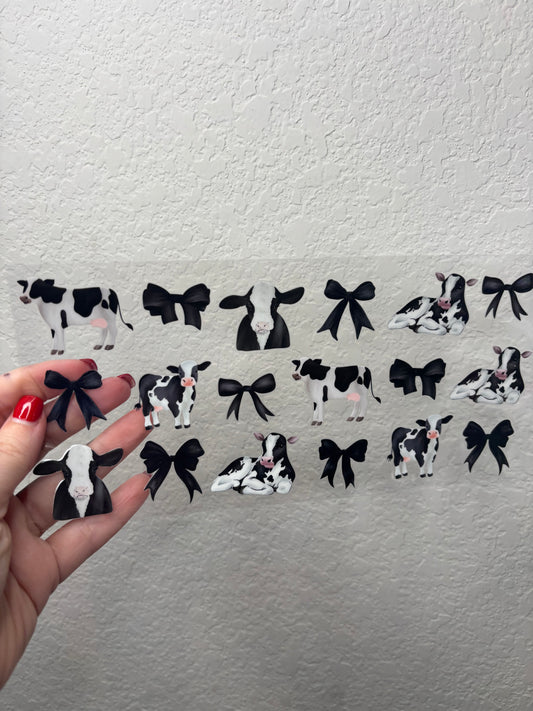 Black Cow and Bow UV DTF Cup Wrap