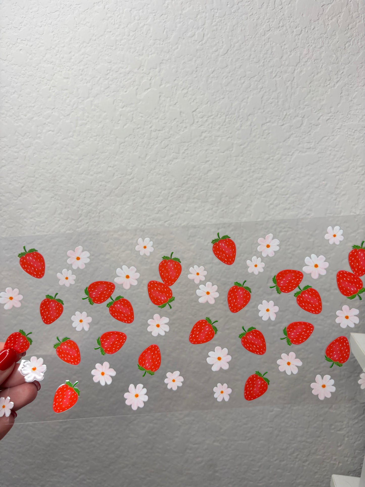 Strawberry Flowers UV DTF Cup Wrap