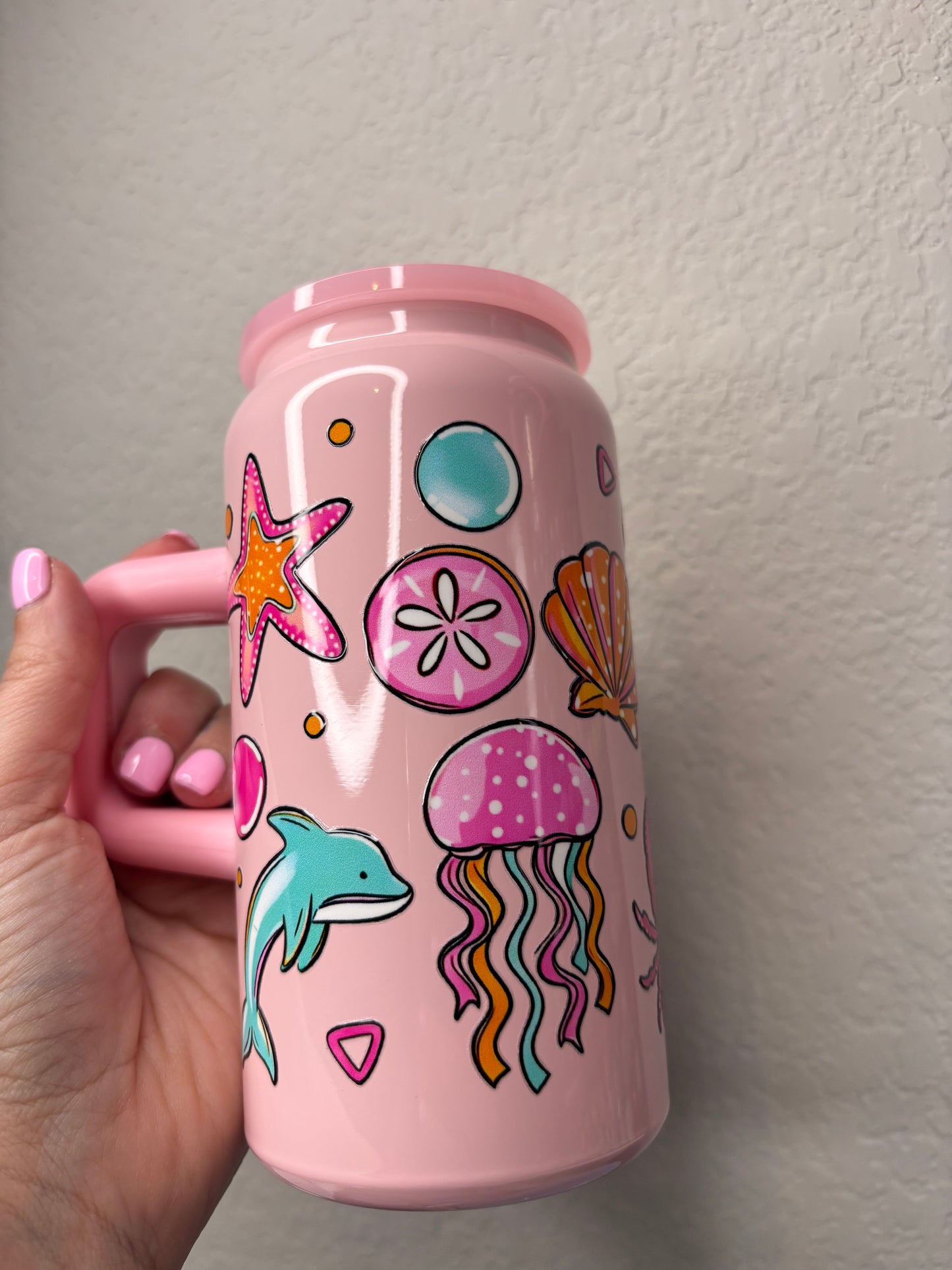 Pink Sea Life 16 Ounce Stainless Steel