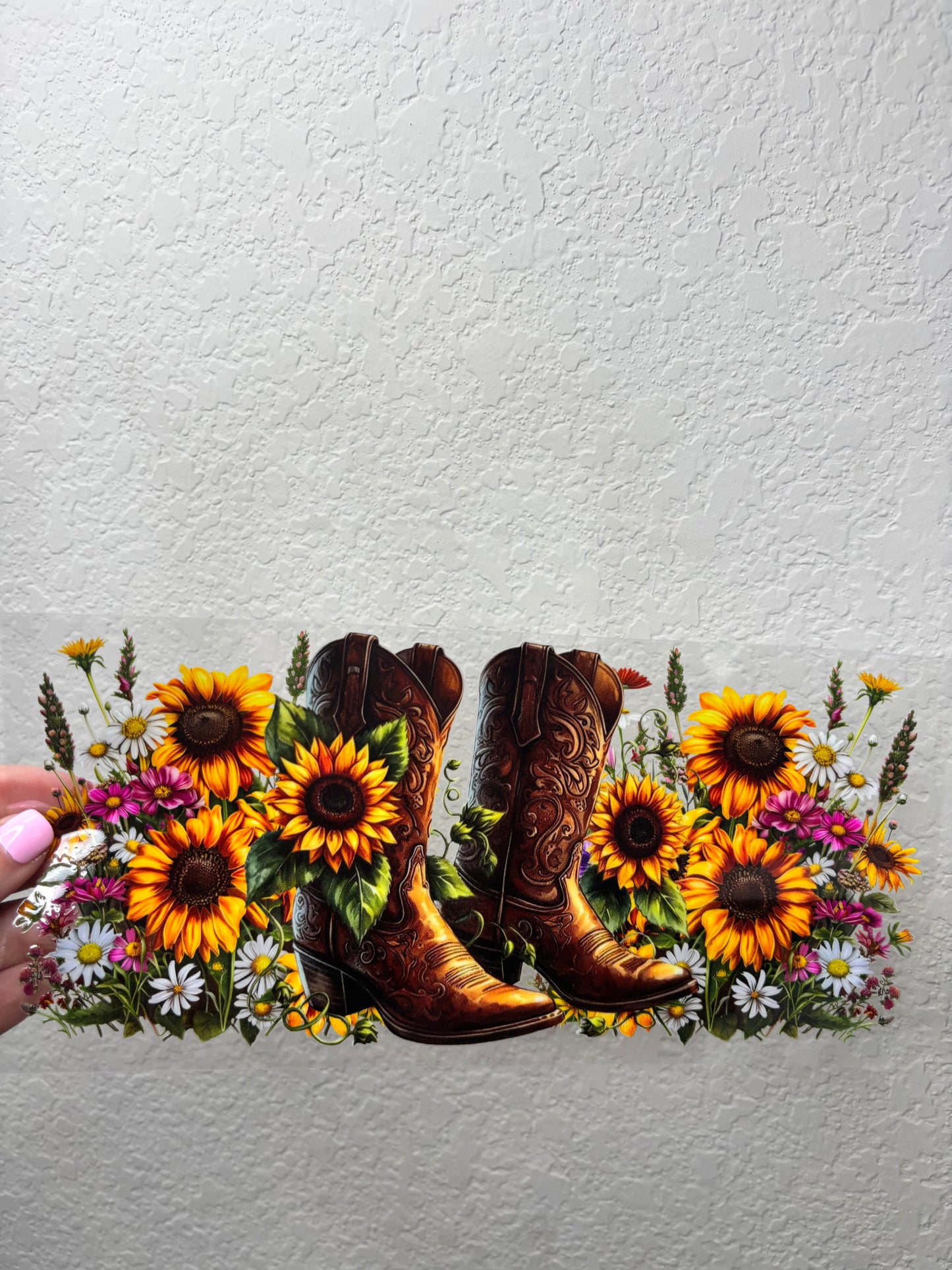 Sunflower and Boots UV DTF Cup Wrap