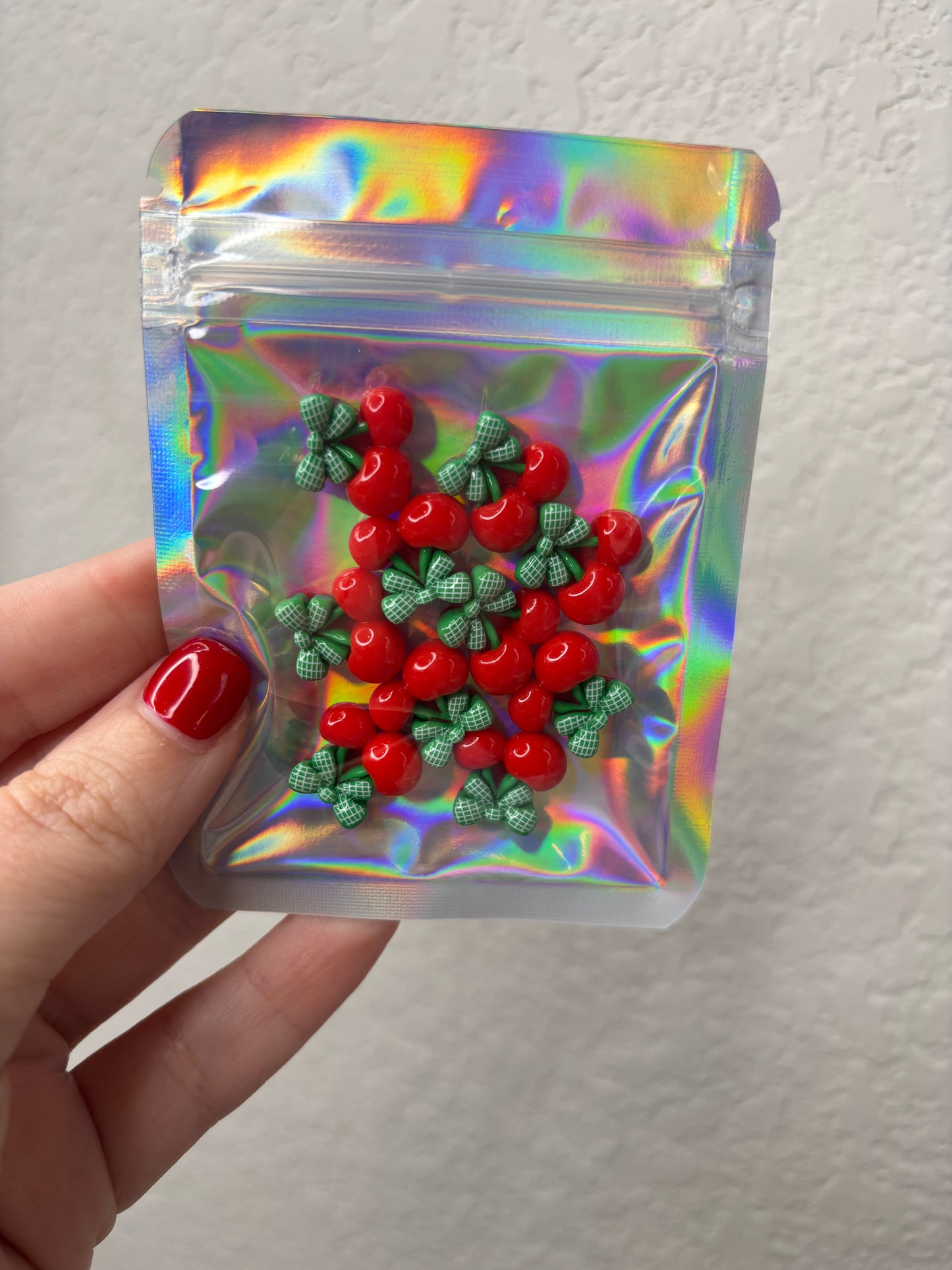 Cherry Green Bow Flatback Embellishment
