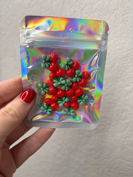 Cherry Green Bow Flatback Embellishment