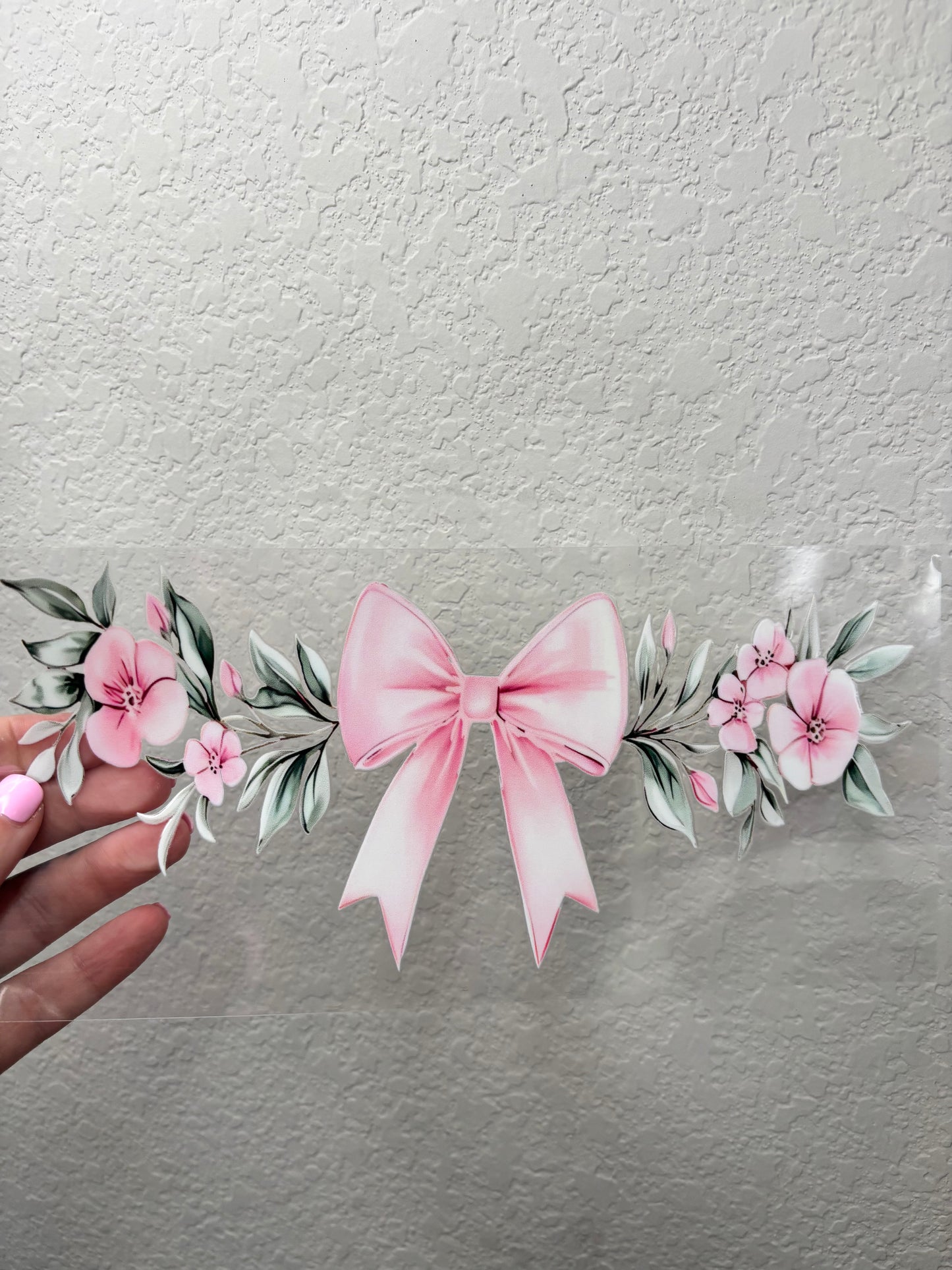 Pink Floral Bow UV DTF Cup Wrap